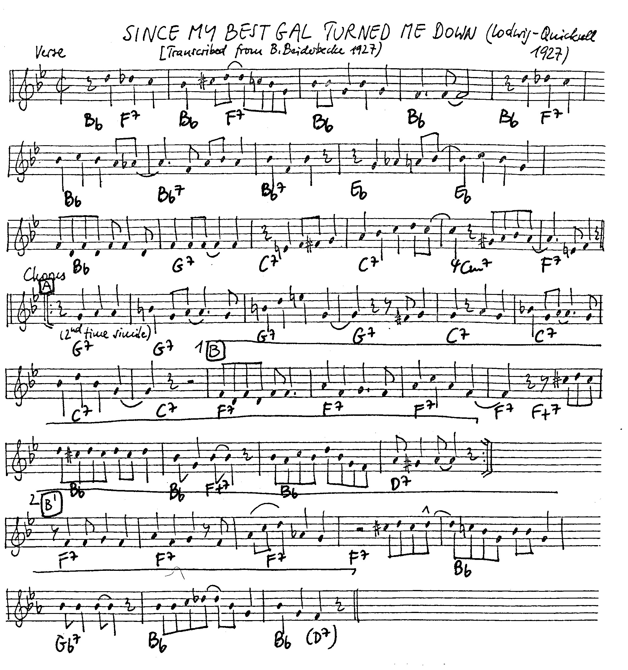 since my best gal turned me down leadsheet – book us for your next 20s or gatsby event